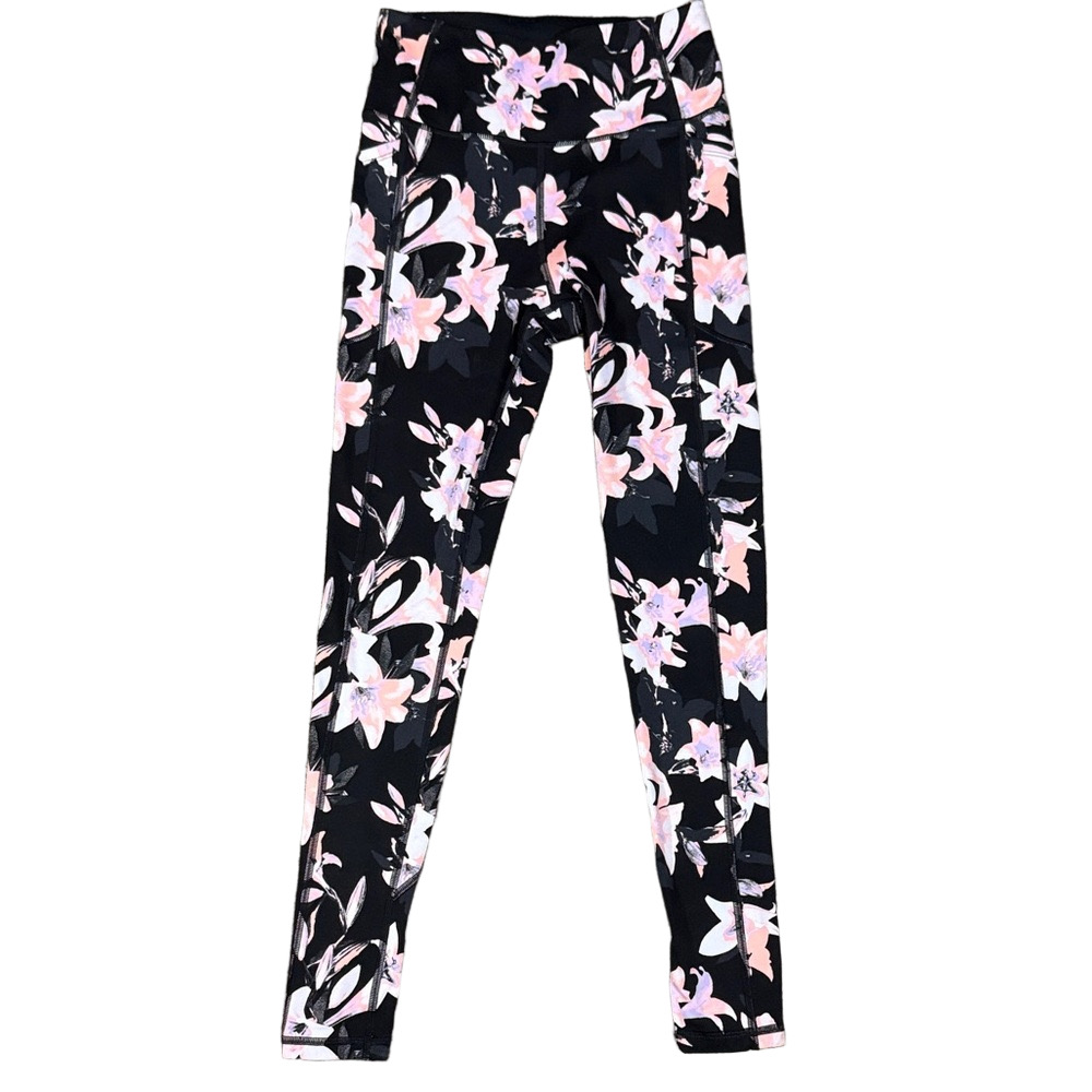 Victoria's Secret Pink and Black Floral Workout Leggings SKU1121